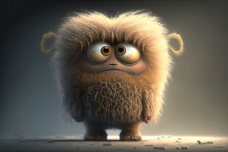 Cute cartoon animal with soft fur. Digital creative designer art. Strange, abstract drawing. Generative AIの素材
