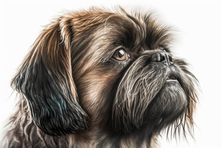 Griffon dog. Portrait up close on a white background. Generative AIの素材