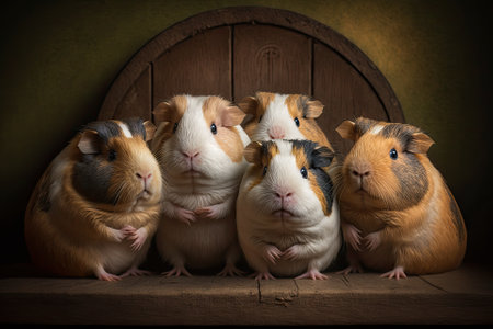 Guinea pigs are sitting together. Generative AIの素材