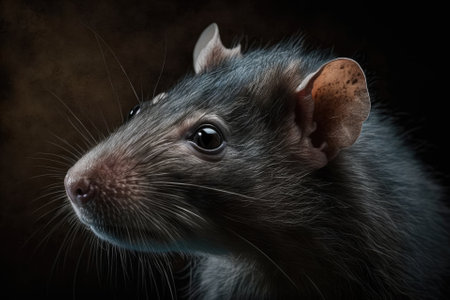 The black rat, Rattus rattus, is also called a ship rat, roof rat, or house rat. Generative AIの素材