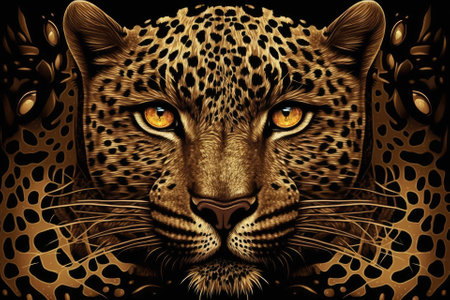 Leopard pattern that is seamless and has a leopard head. Generative AIの素材