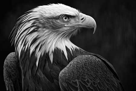 The zoo has a black and white picture of an amazing American bald eagle. Generative AIの素材