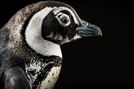 Portrait in a profile of an African Penguin (Spheniscus drowning). Generative AIの素材