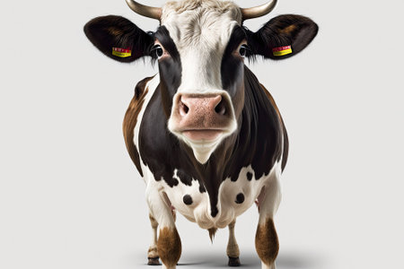 This is a funny cow on a white background. Generative AIの素材