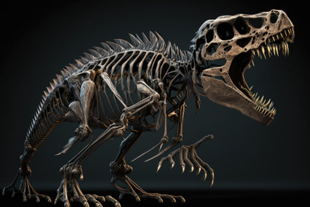 Tyrannosaurus Rex skeleton. Generative AIの素材