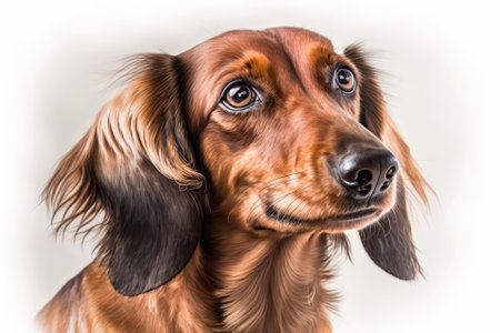 dachshund paibold studio portrait of a beautiful dog on a white background. Generative AIの素材