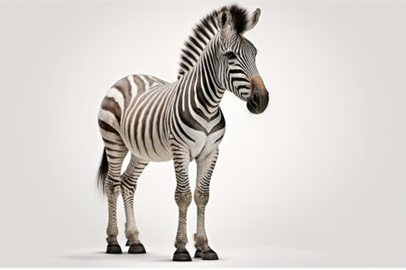 zebra standing alone on white. Generative AIの素材