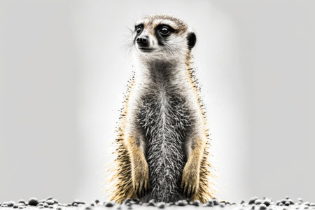 A picture of a meerkat against a white background. Generative AIの素材