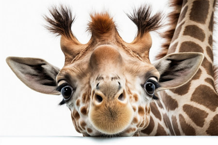 A funny, cute picture of an upside down giraffe on white. Generative AIの素材
