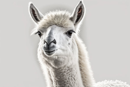 Lama glama in front of a white background. Generative AIの素材