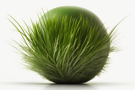 A ball of grass isolated on a white background. Generative AIの素材