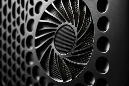 Close up of a black speaker lattice background. Generative AIの素材
