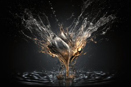 Elegant water splash lone against a dark background. Generative AIの素材