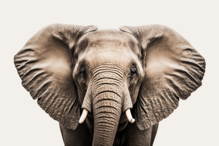 Elephant Head on White Background. Generative AIの素材
