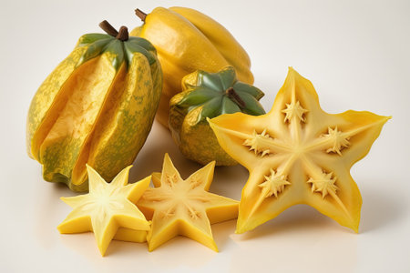 Fresh and yellow star fruit. Generative AIの素材