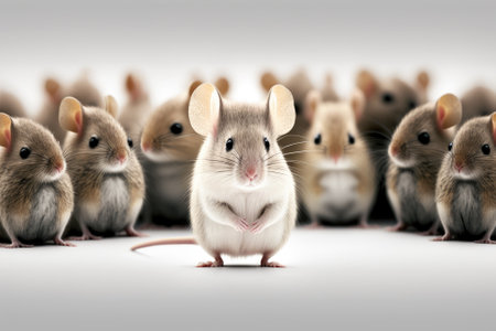 Mouse standing out against a white background. Generative AIの素材