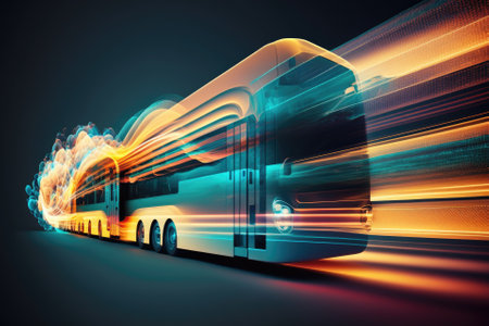 Motion blur and digital data flow on the road give the impression of rapid data transit. Concept of disruptive innovation, agile business technique, and future digital transformation. Generative AIの素材