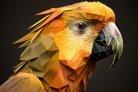 Low poly drawing of the head of a parrot. Template for NFT art. Generative AIの素材