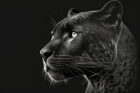 Panther in black on a black background. Generative AIの素材