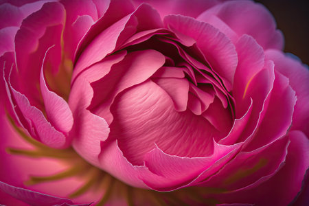 Macro shot of the vivid pink flower head of a Rosa chinensis (China rose, Monthly rose). Generative AIの素材