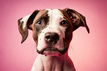 Portrait photography of a beautiful dog breed on a pink background. shot studios was. Funny pet select focus. Pet Lover concept . Pets indoors. Pet care and animals idea. front view. Generative AIの素材