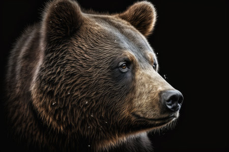 Portrait of a bear on black. Generative AIの素材