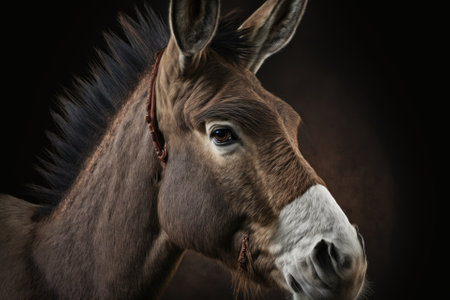 Portrait of an animal, a donkey (horse donkey). Generative AIの素材