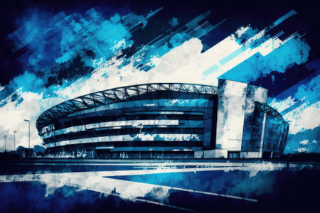 Professional staduim with abstract blue. Generative AIの素材