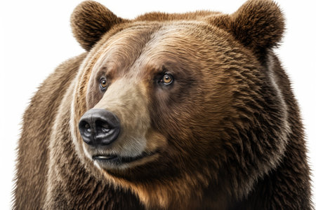 brown bear portrait up close on white background. Generative AIの素材