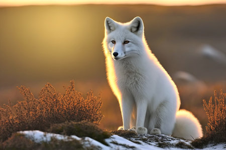 The arctic fox (Vulpes lagopus), also called the white, polar, or snow fox, is a small fox that lives in the Arctic tundra biome and is native to the Arctic regions of the Northern Hemisphere. Generative AIの素材