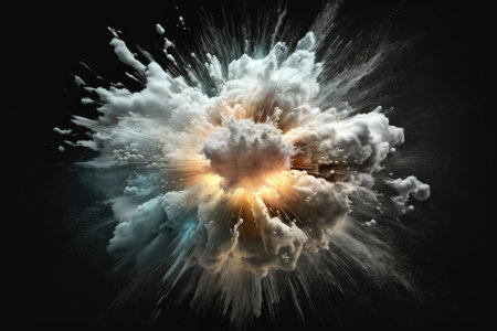 isolated white explosion against a dark background. Generative AIの素材