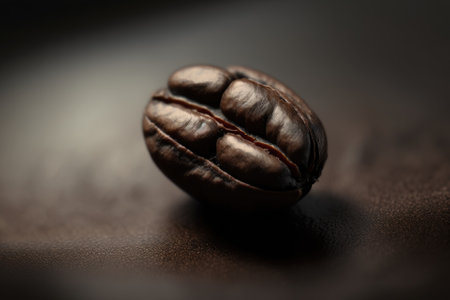 a close up of a single coffee bean. Generative AIの素材