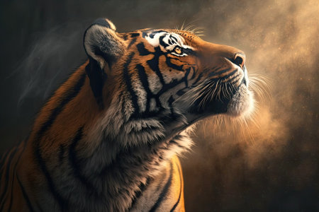 Tiger smelling something. Generative AIの素材