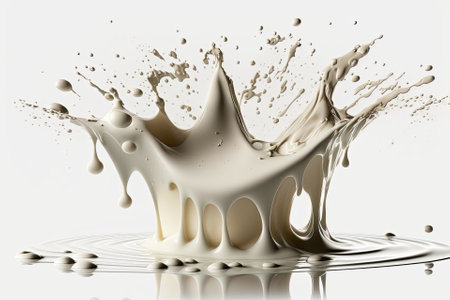 splash of milk being poured, isolated on a white background. Generative AIの素材