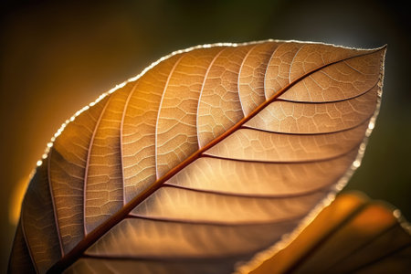 autumn magnolia leaf, very shallow focus, macro photography. Generative AIの素材