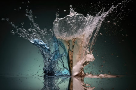 a spray of water with reflection. Generative AIの素材