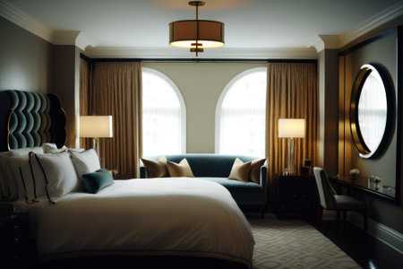 of a high end hotel room. Generative AIの素材