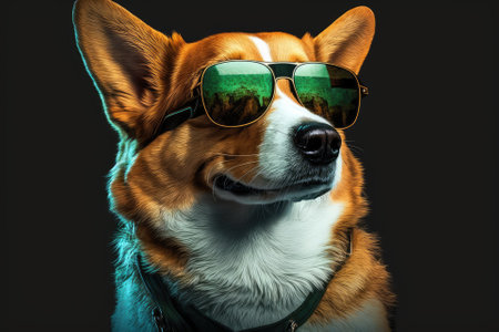dog wearing shades. Generative AIの素材
