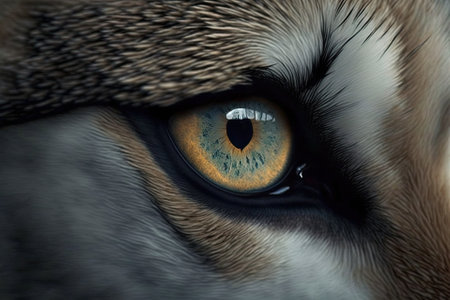 wolf eyes get bigger. Generative AIの素材