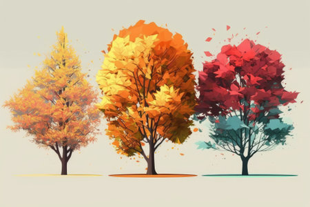 Fall trees. Generative AIの素材
