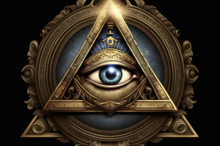 (The Eye of Providence, Eye of Omniscience, Luminous Delta, and Oculus Dei) is the all seeing eye of God. ancient mystical sacral symbol of the Freemasonry and Illuminati. Generative AIの素材