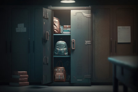 A locker is open in a security concept image via an online program. Generative AIの素材