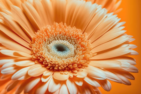 Beautiful Nature Background.Floral Art Design.Abstract Macro Photography.Gerbera Daisy Flower.Pastel Flowers.Orange Background.Creative Artistic Wallpaper.Wedding Invitation.Celebration,love.Close up. Generative AIの素材