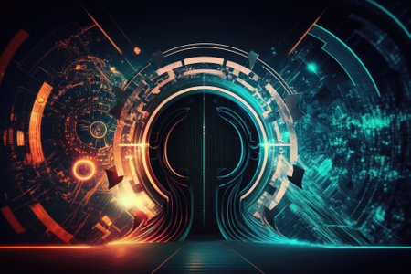 Background of futuristic abstract digital science technology. Illustration. Generative AIの素材