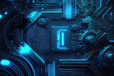 Futuristic Abstract Blue Technology 4K Background. Generative AIの素材