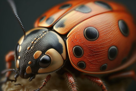 Detailed shots of a ladybird, ladybyg. Generative AIの素材
