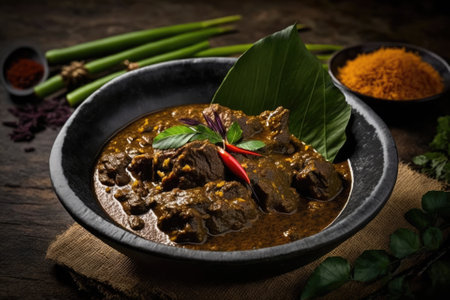Padang Rendang Indonesian beef stew with a kick from Padang. Among the herbs and spices that were used in the recipe is the dish. Generative AIの素材