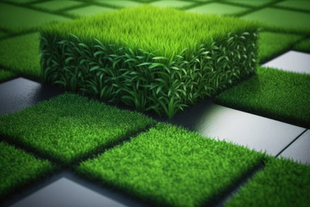 green artificial grass. Generative AIの素材