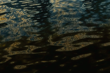 a watery surface. background texture of water reflection. Dark background with a high resolution image of a dark oil or water surface. Dark natural background with an ocean surface. Lake river ripplin. Generative AIの素材