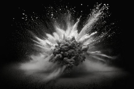 White dust explosion on a black background. Generative AIの素材